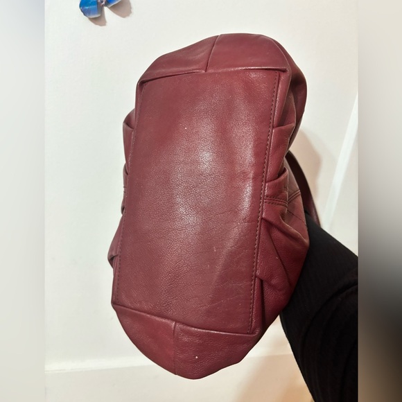 Burberry Blue Label Burgandy Soft Leather Tote Shoulder Bag - Picture 4 of 12